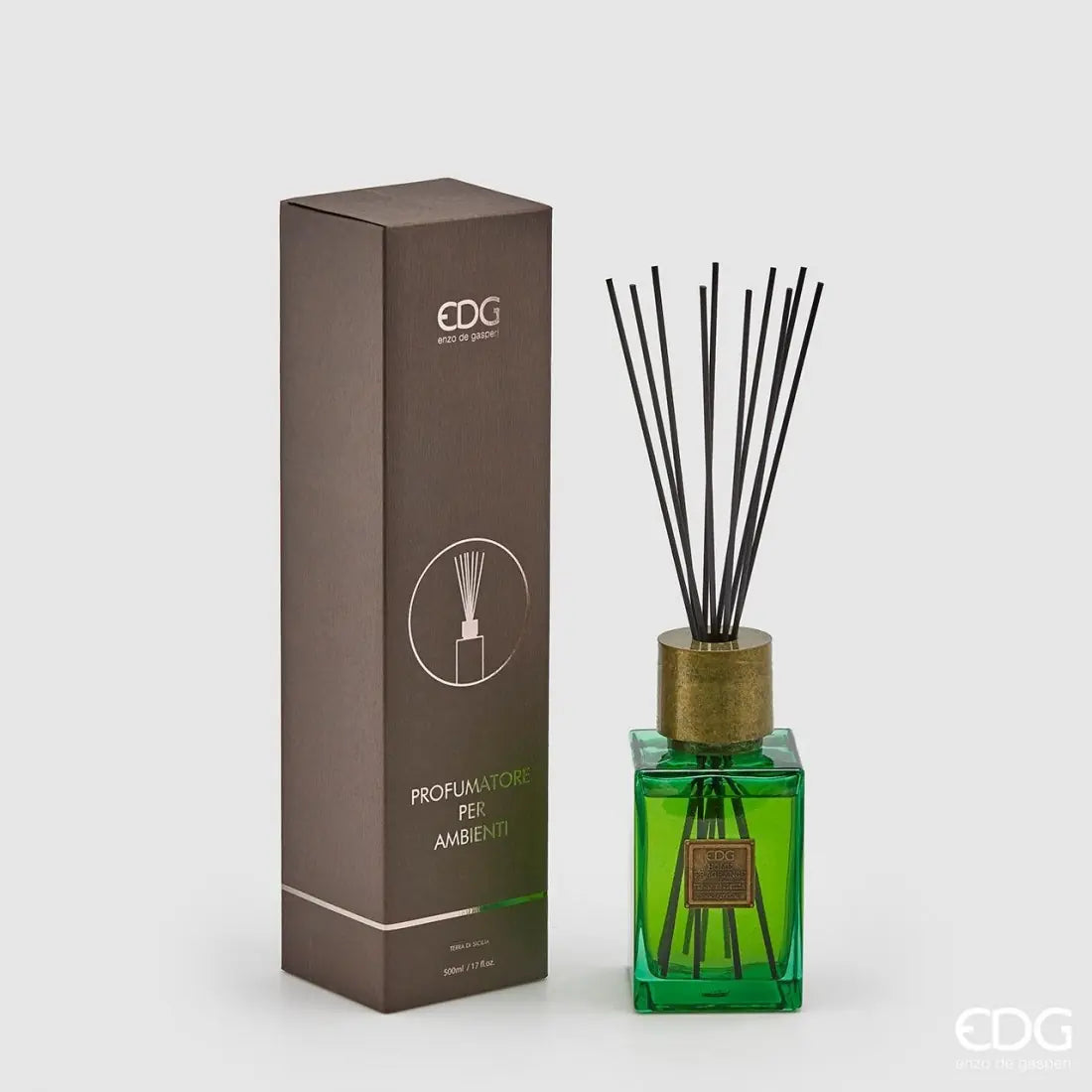 EDG Cube Terra di Sicilia duftpinner 500 ml fra Enzo De Gasperi i grønn glassflaske