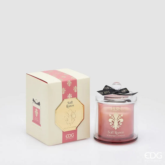 Rosa EDG Gold Lily duftlys Soft Roses 140 g med glasskuppel